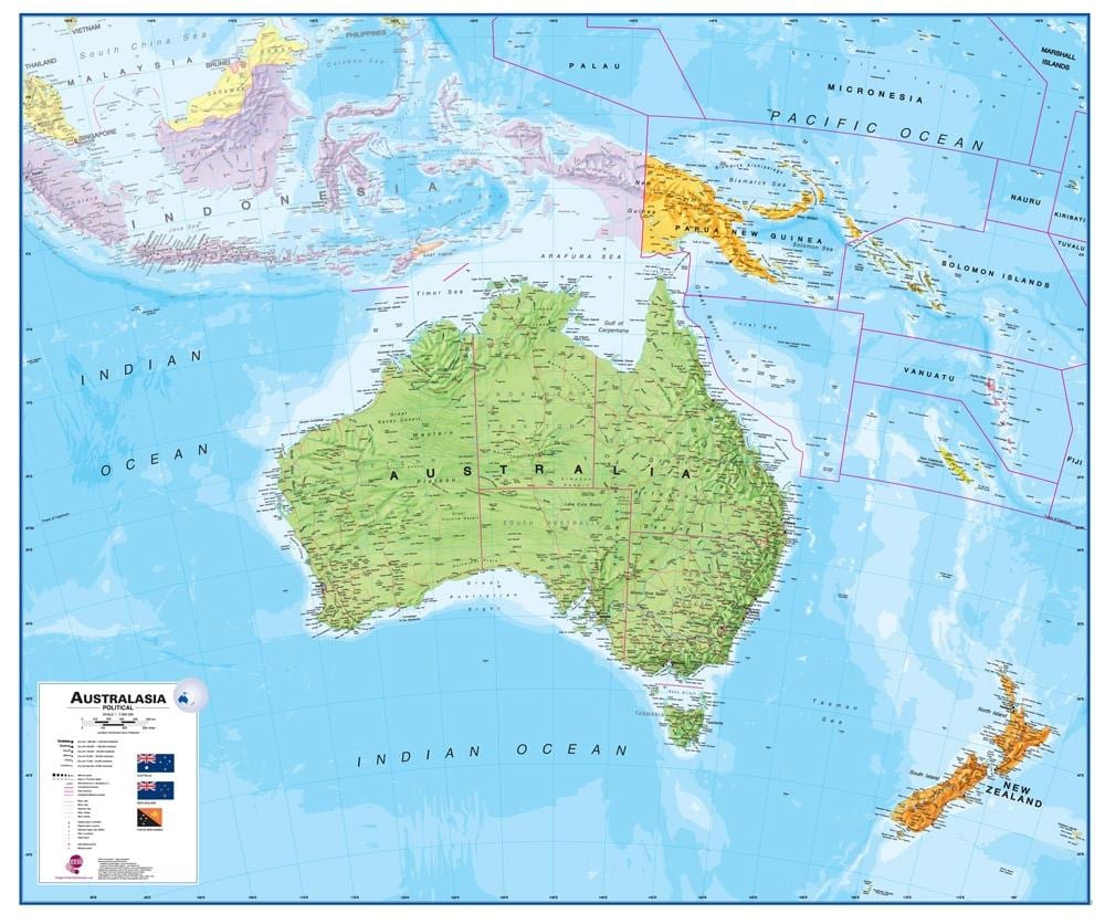 Peta australia dan selandia baru fizikal