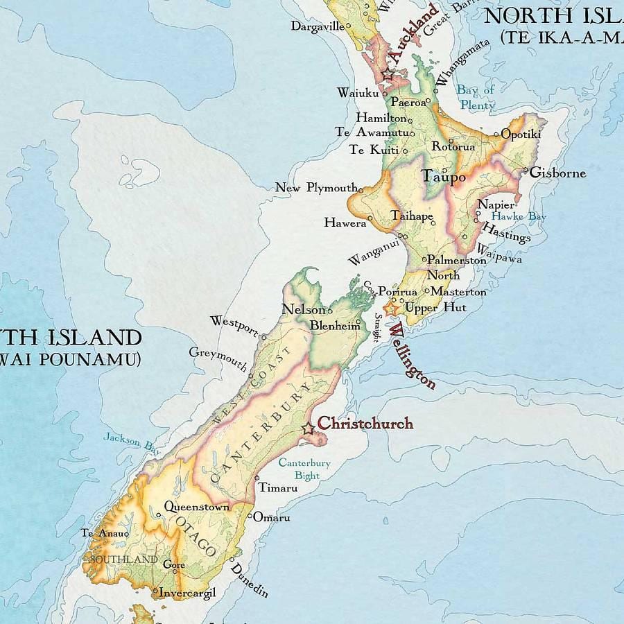 Peta dari new zealand cetak