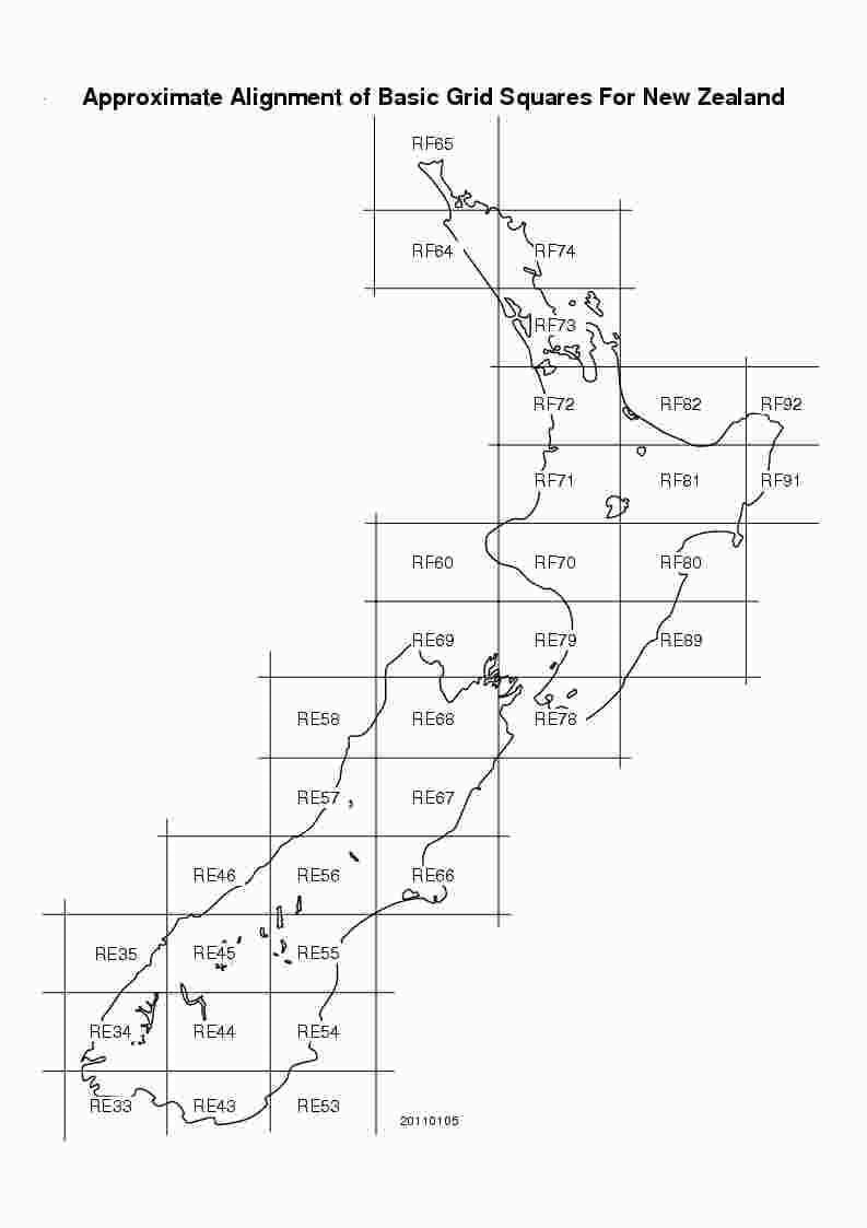 Peta dari new zealand grid
