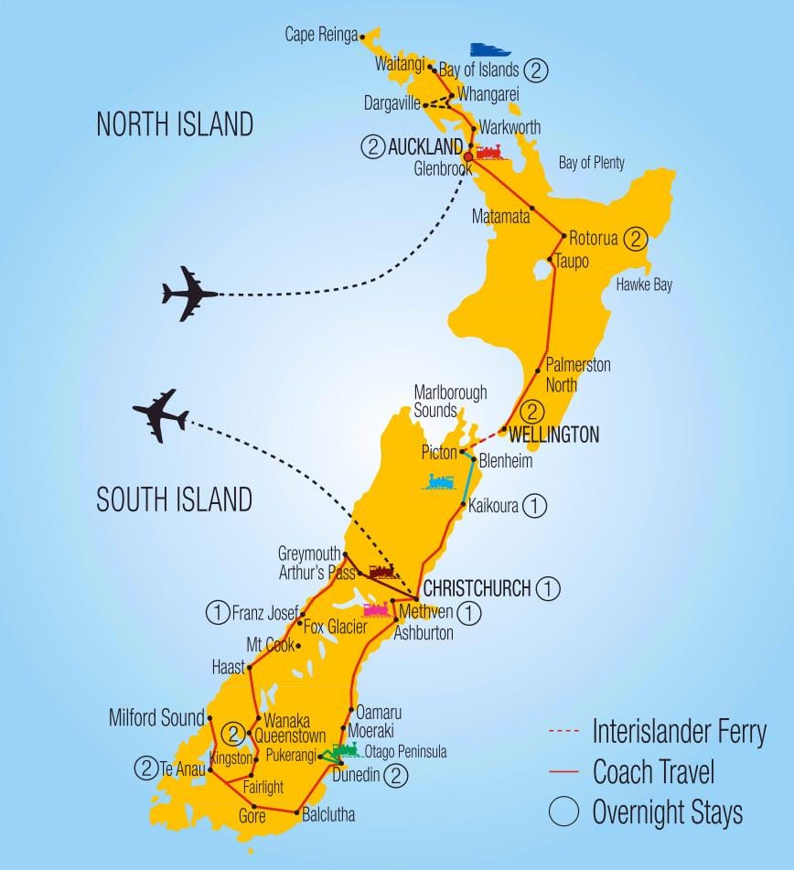 Peta dari new zealand kereta api