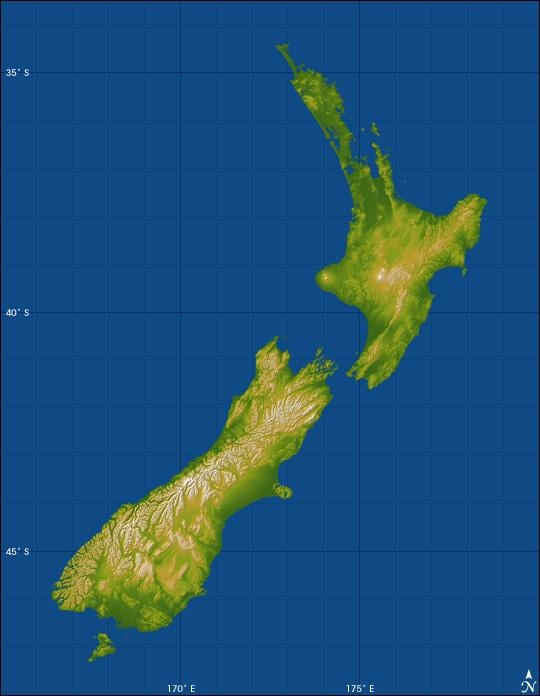 new zealand peta ketinggian