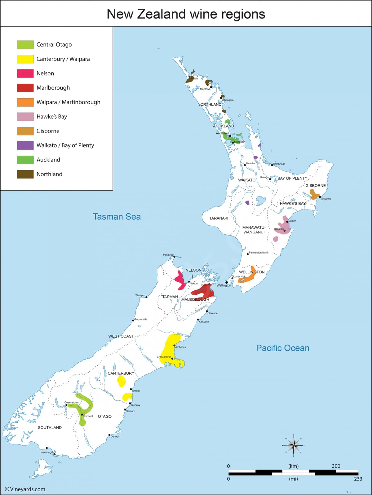 new zealand kawasan wain peta