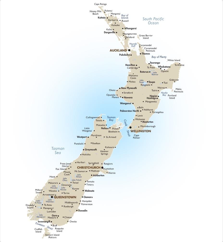 Peta dari new zealand sorotan