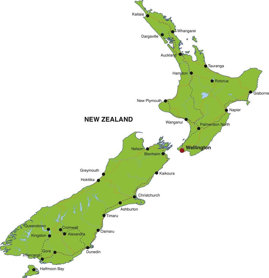 Peta dari new zealand syarikat