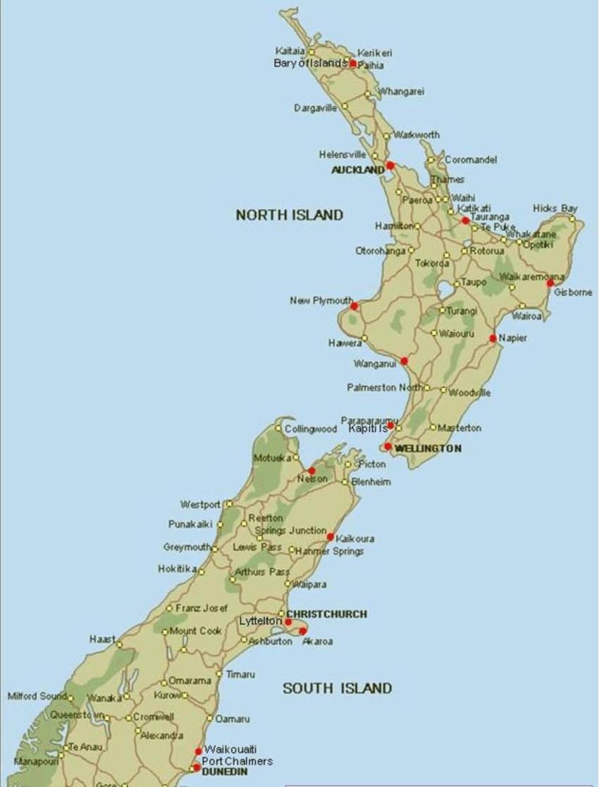 Peta pelabuhan new zealand
