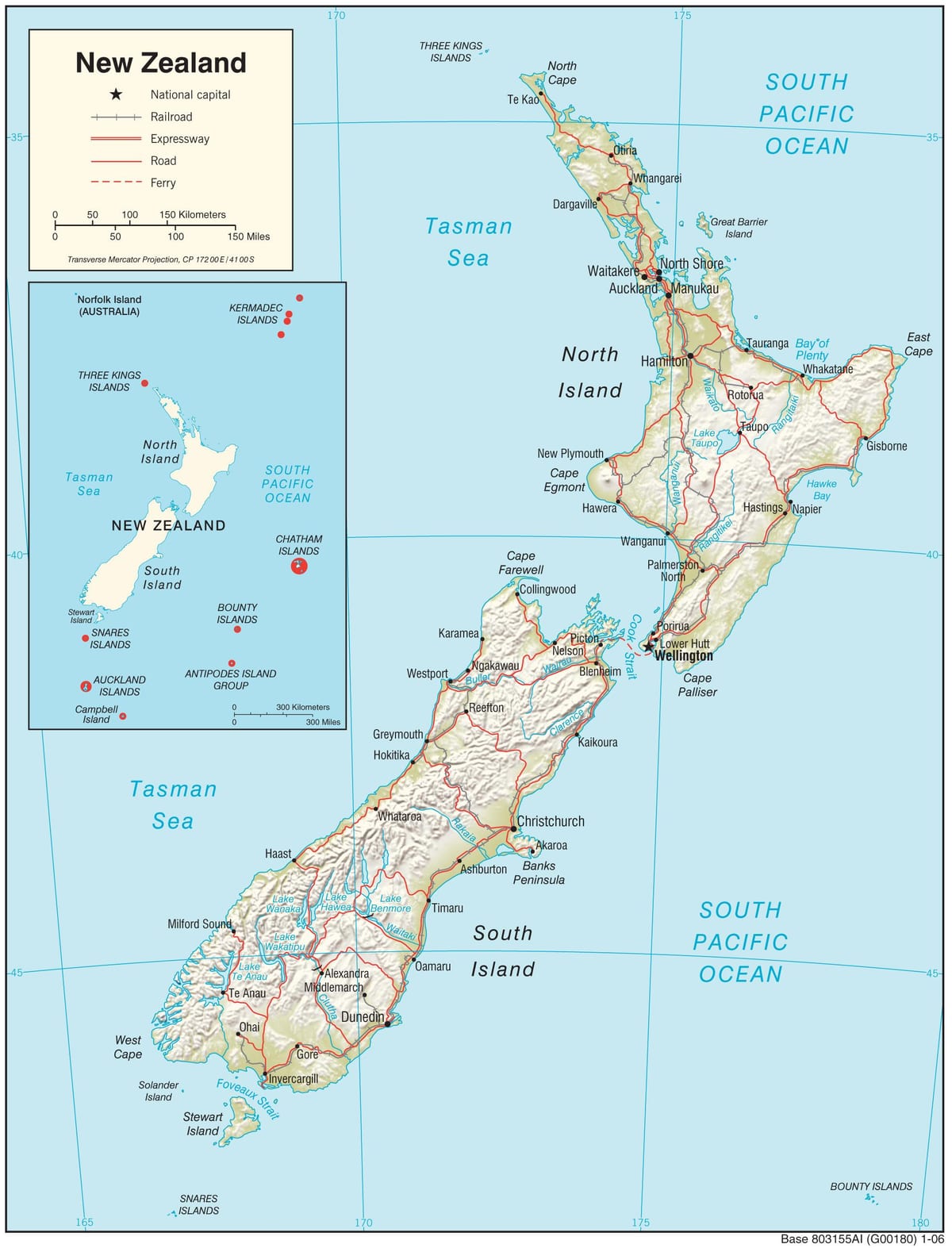 Peta dari new zealand utara pulau dengan jarak