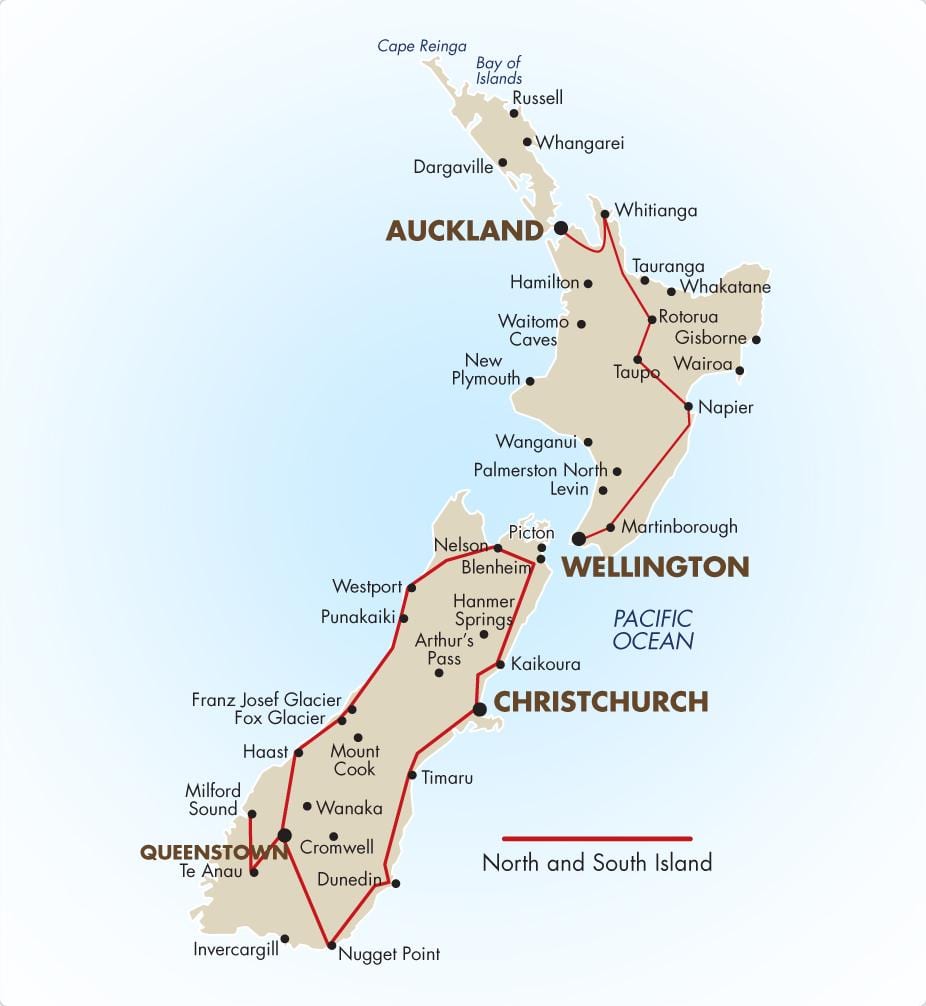 Peta selatan pulau new zealand memandu