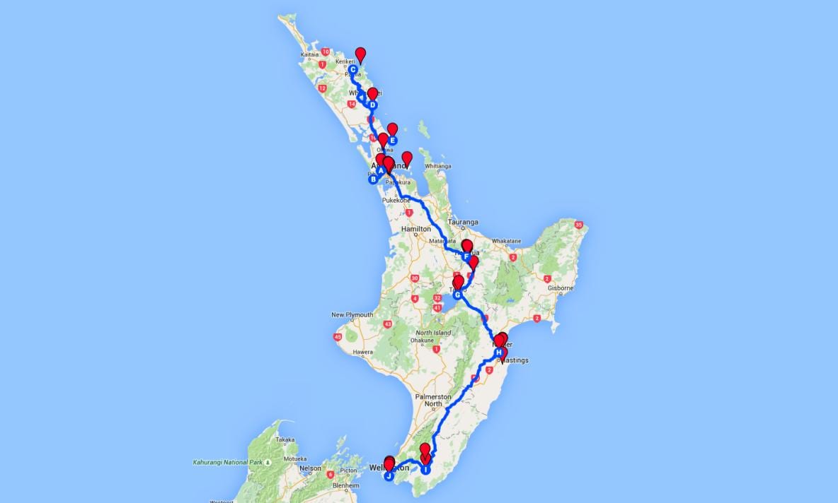 memandu peta utara pulau new zealand