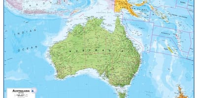 Peta australia dan selandia baru fizikal