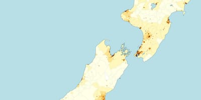 New zealand kepadatan penduduk peta