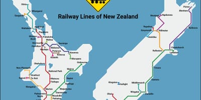 New zealand rangkaian kereta api peta