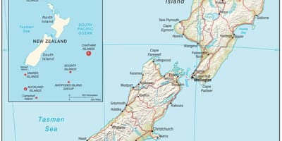 Peta dari new zealand utara pulau dengan jarak