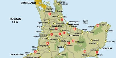 Peta tengah pulau utara new zealand