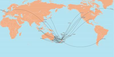 Udara new zealand peta laluan antarabangsa